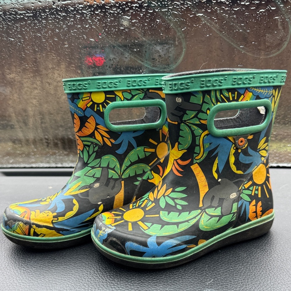 SKIPPER II JUNGLE Bogs Toddler Rainforest Rain Boots Size US 8 EU 24 Green Blue